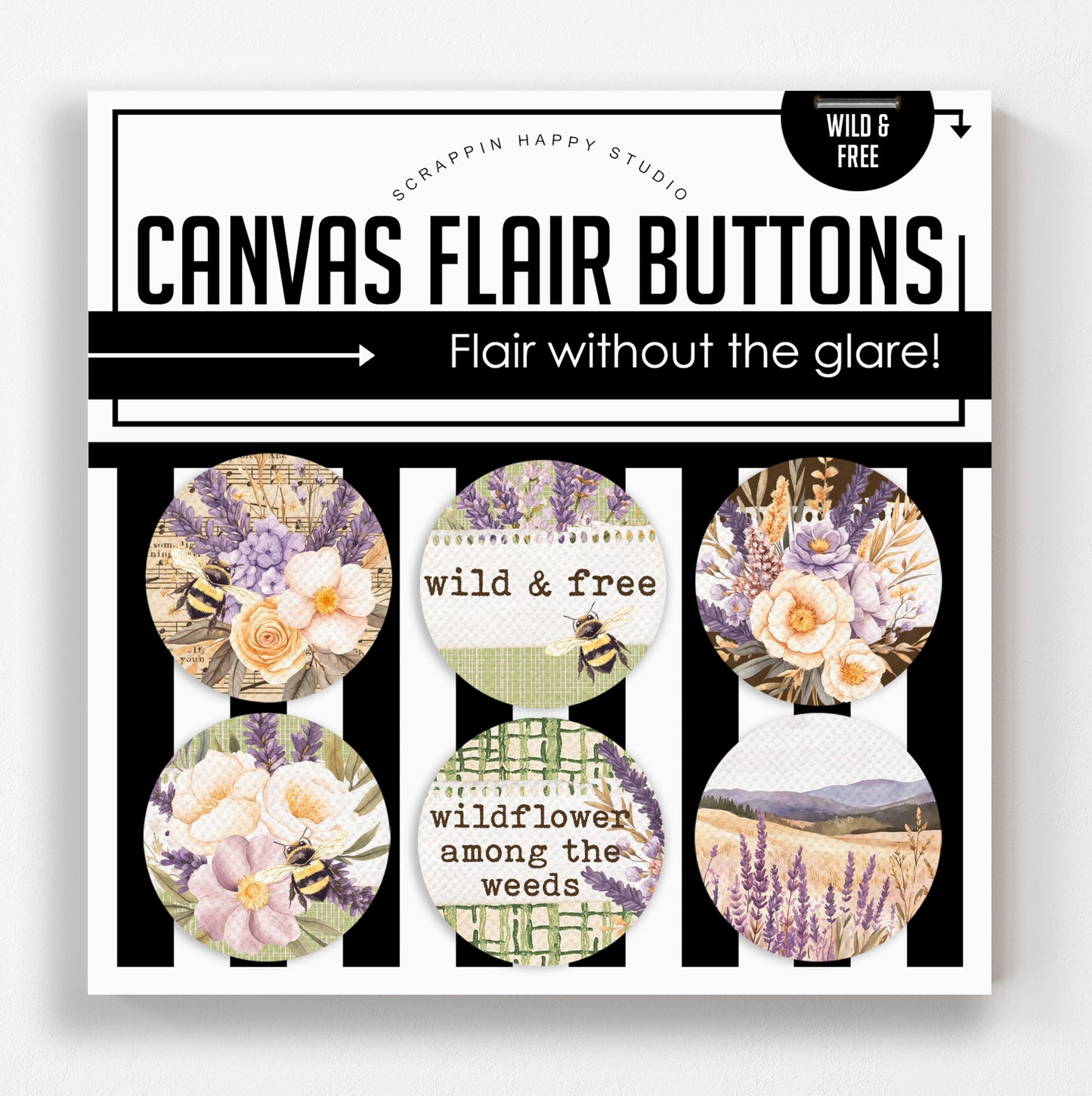 Wild And Free Canvas Flair Buttons