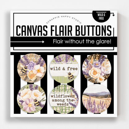 Wild And Free Canvas Flair Buttons