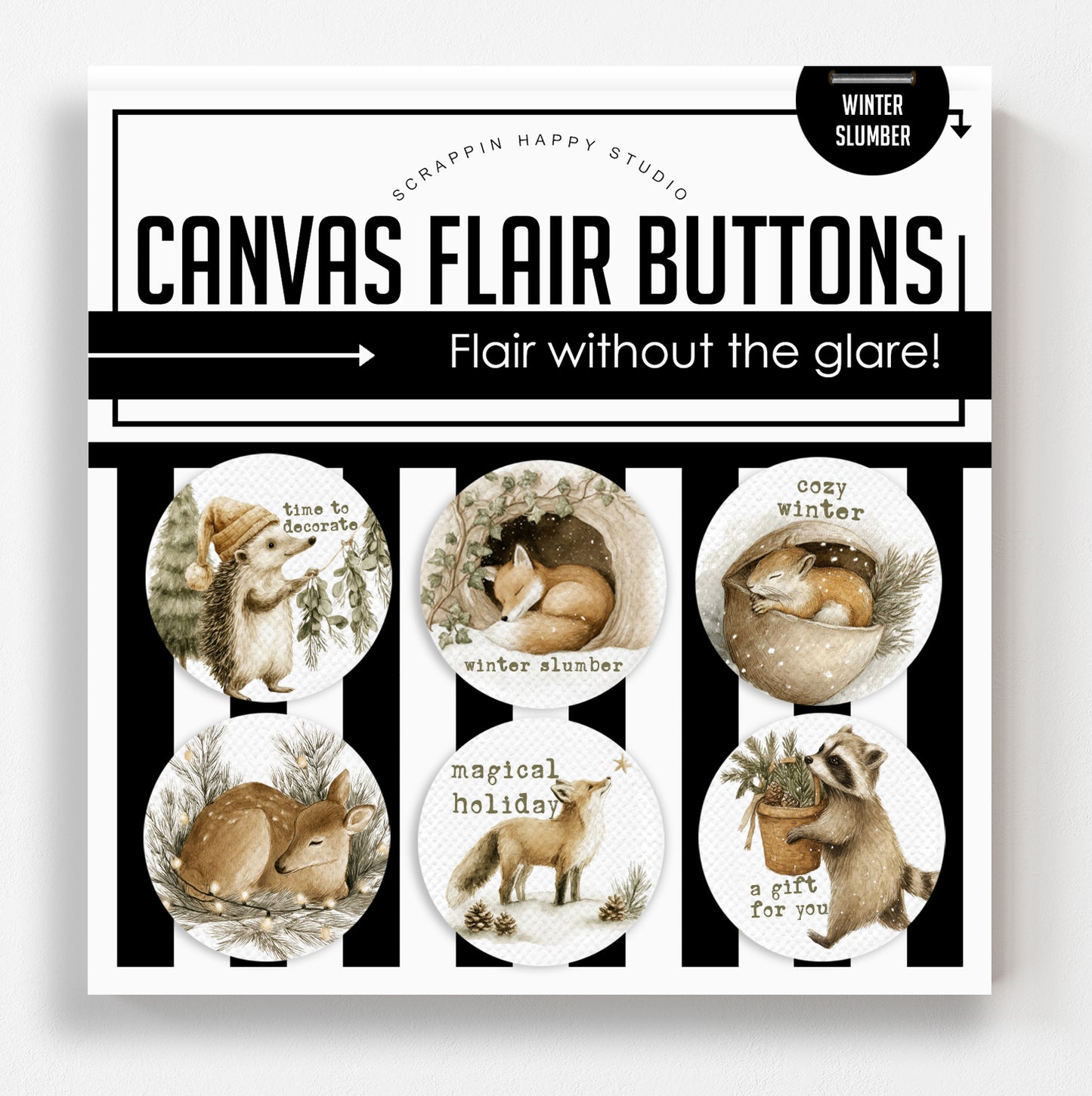 Winter Slumber Canvas Flair Buttons