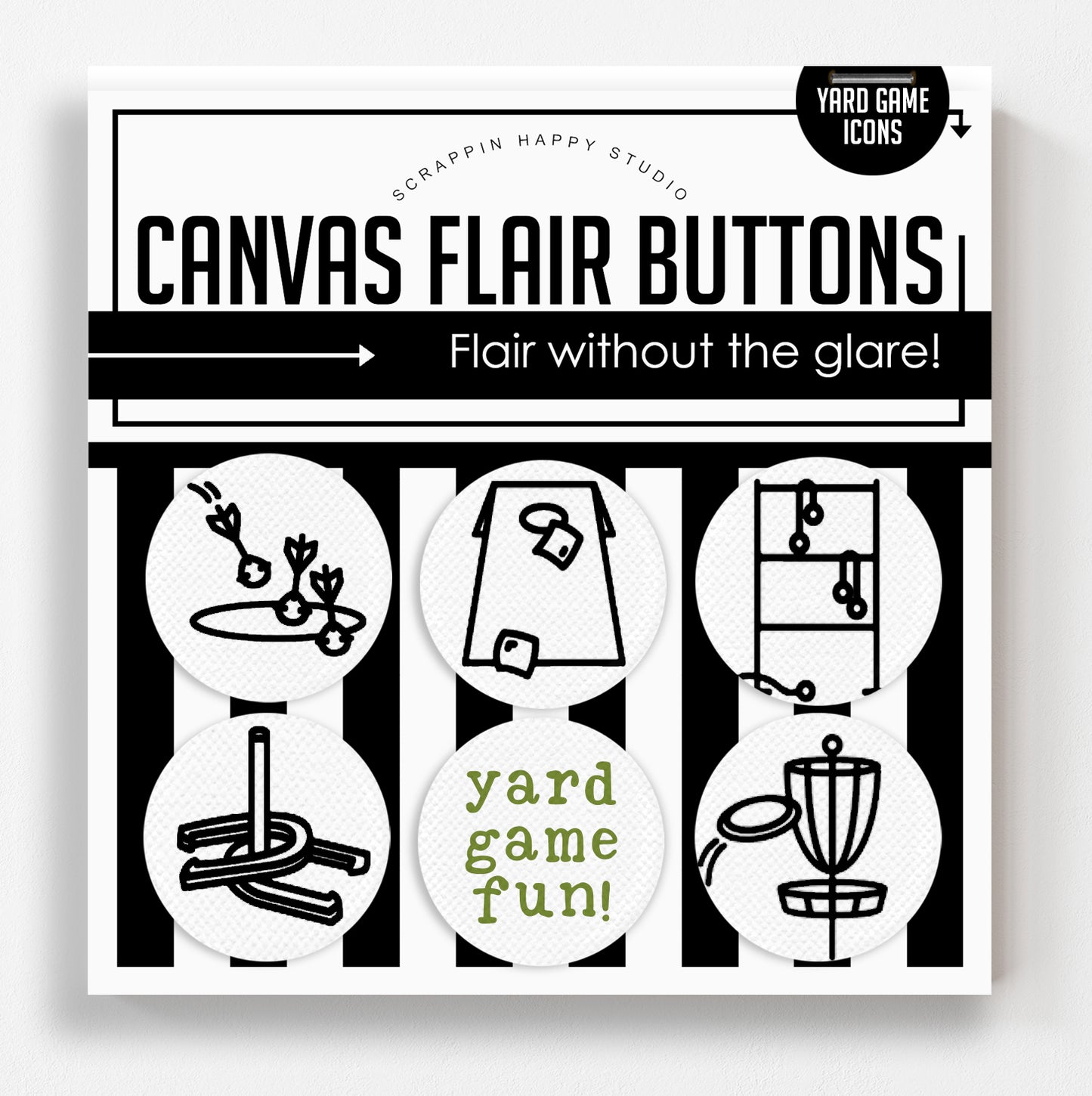 Yard Games Icon Canvas Flair Buttons