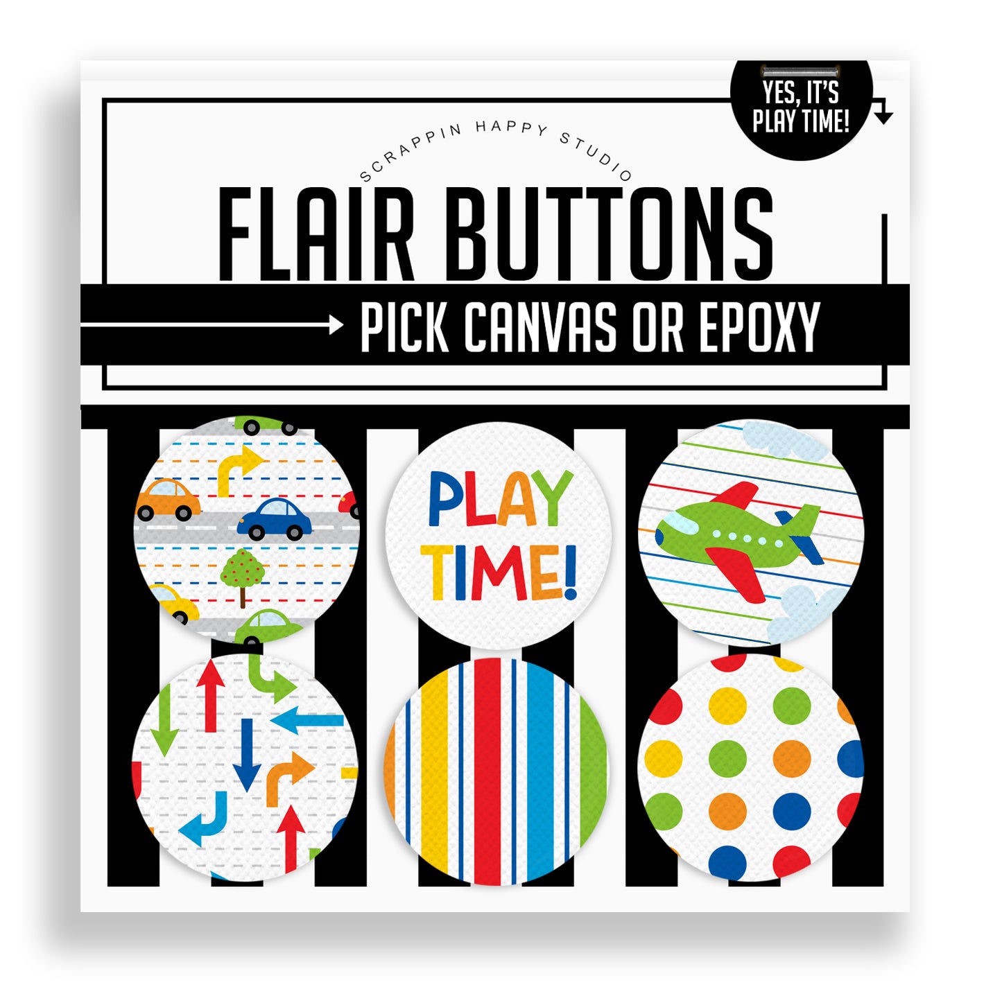 Yes, It's Playtime Flair Buttons