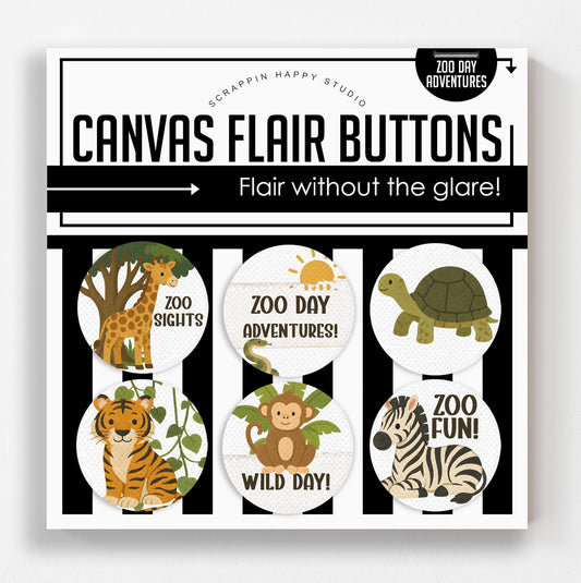 Zoo Day Adventures Canvas Flair Buttons