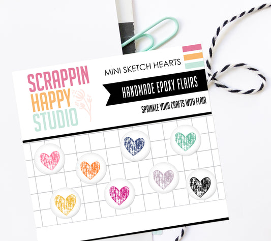 Mini Sketch Hearts Epoxy Flair