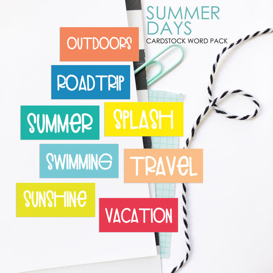 Summer Days Word Cardstock Packs