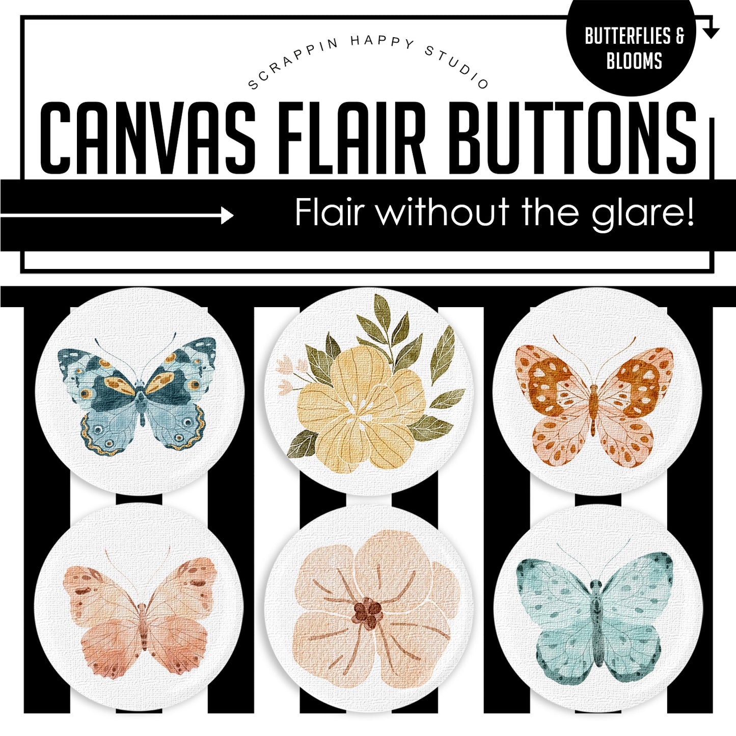 Butterflies And blooms Canvas Flair