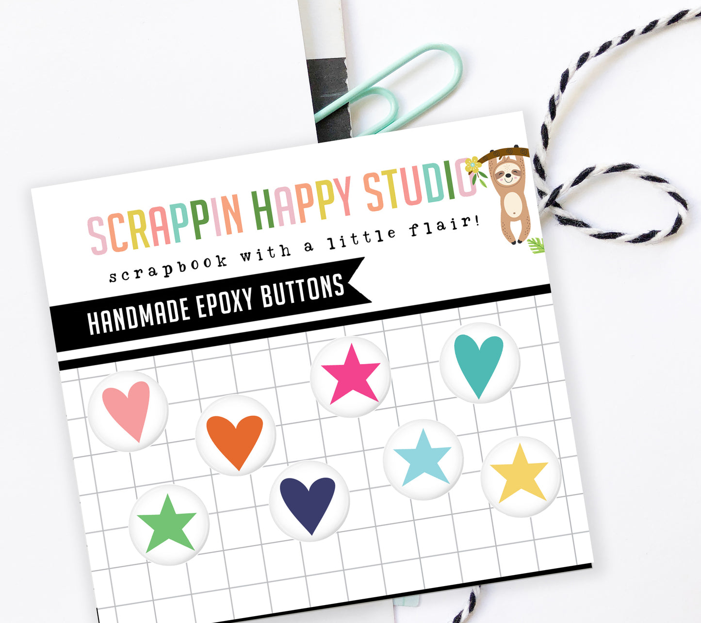 Spring Into Summer Hearts And Stars Mini Buttons Epoxy Flair